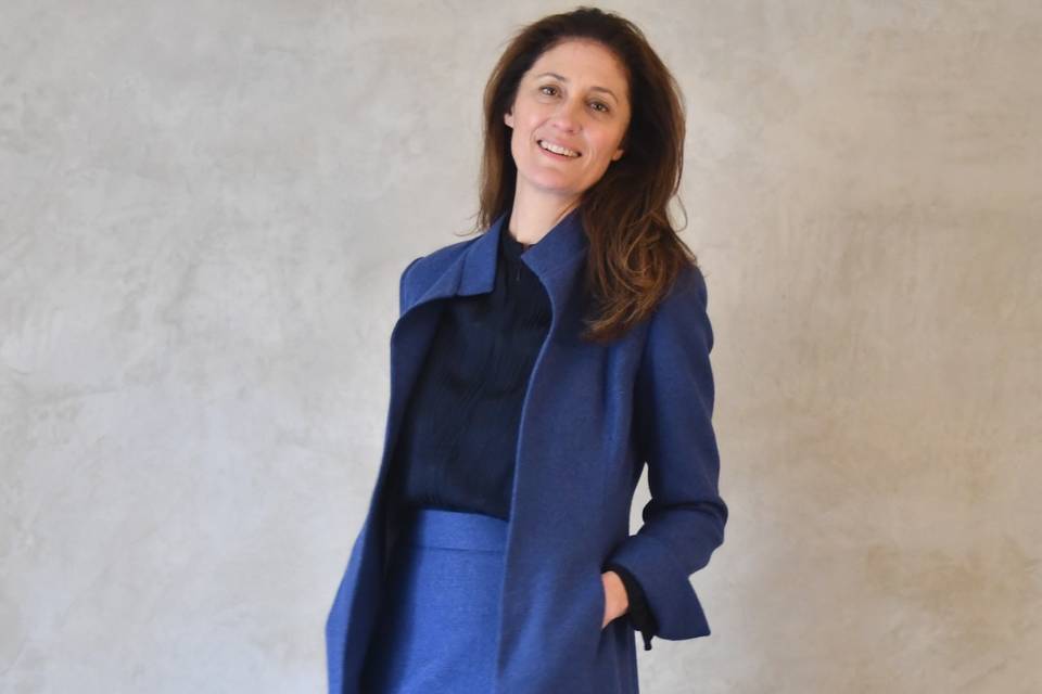 Blue Flannel Skirt Suit
