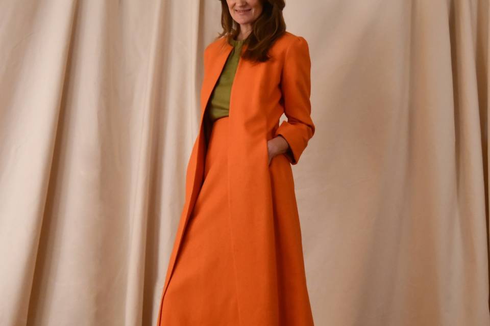 Orange Silk Skirt Suit