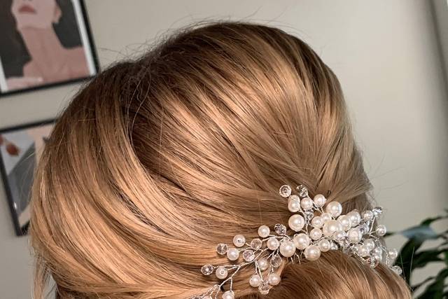 Updo with accessory