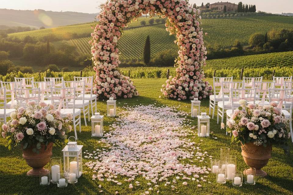 Floral arch natural rose