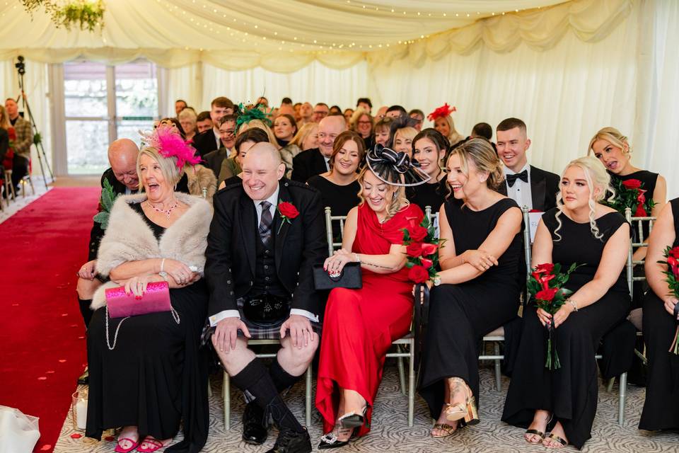 Laughing guests
