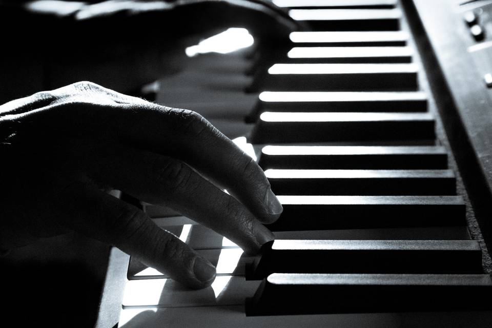 Playing the piano up close