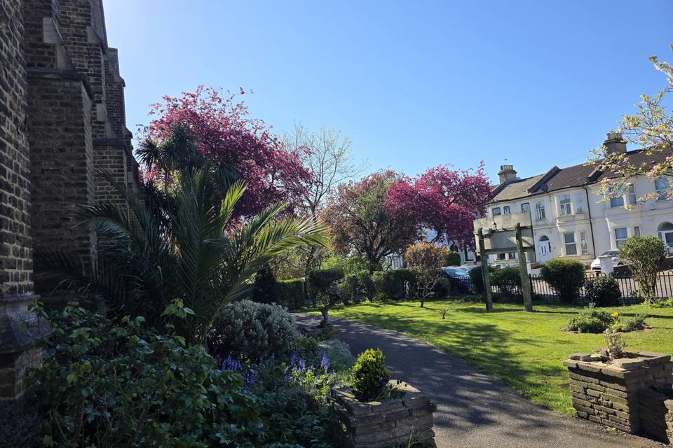Church Gardens with Blossoms