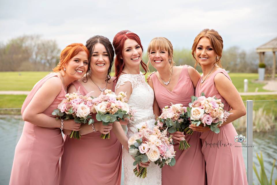 The Vue, Bathgate - wedding party holding bouquets