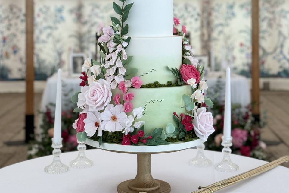 Sugar garden wedding cake