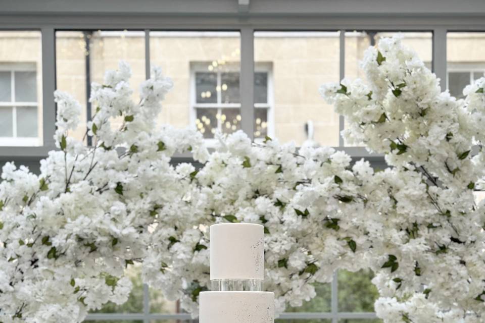 Dusky blue wedding cake