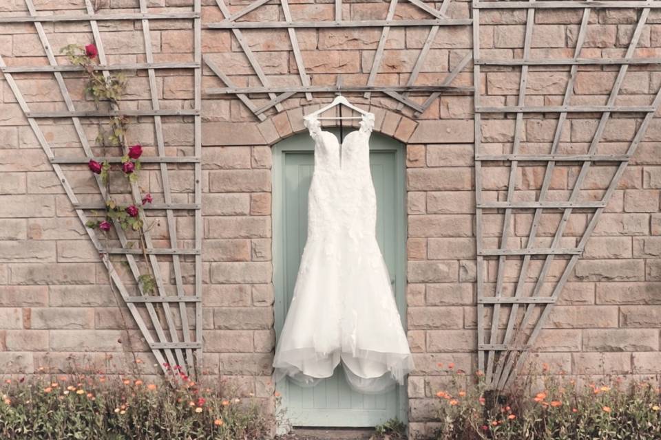 Wedding dress on display