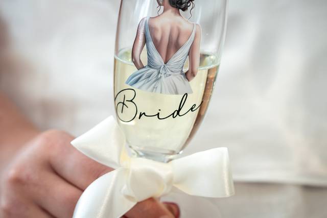 Bride Flute Glass With Image