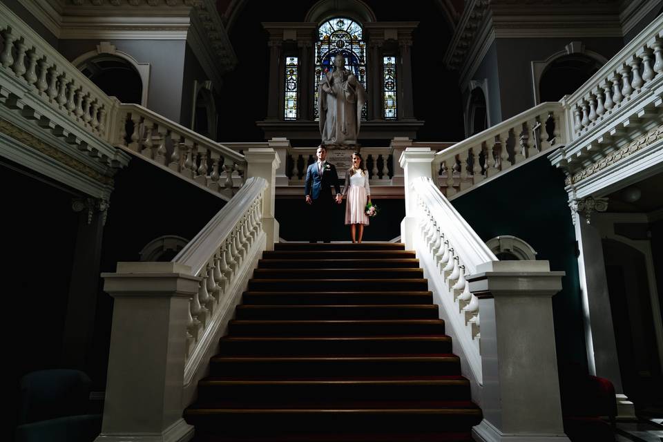 Standing on the staircase