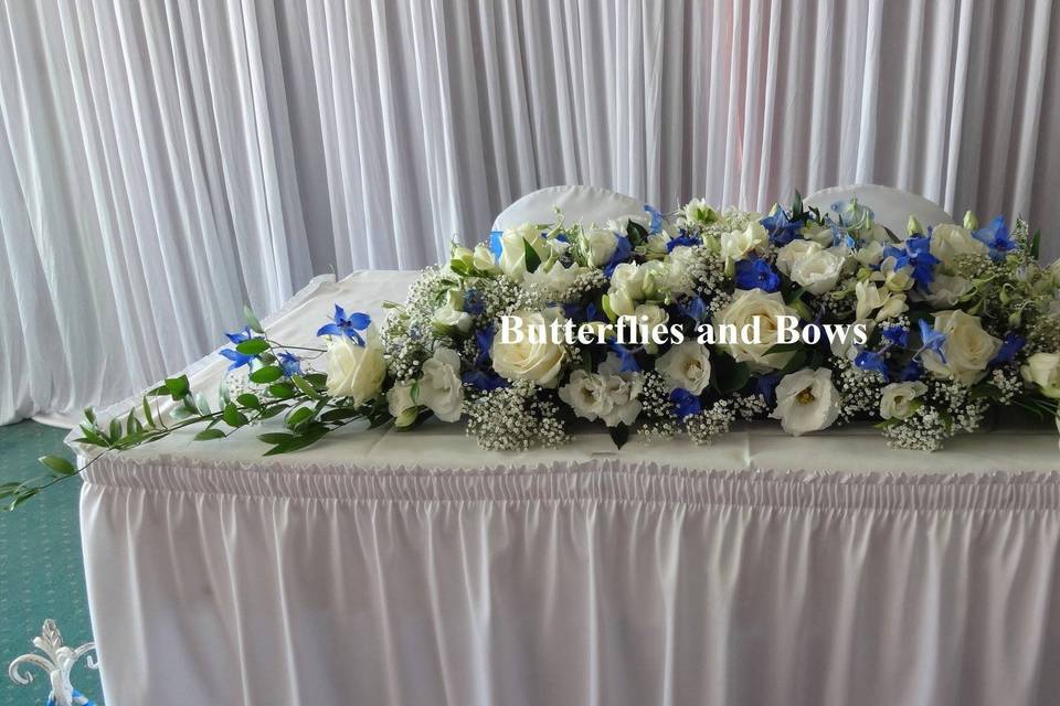 Blue and white top table