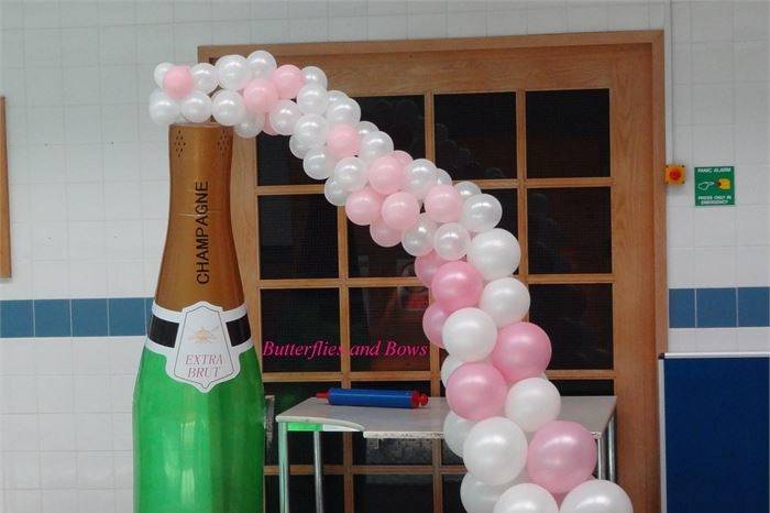 Champagne and balloon decor