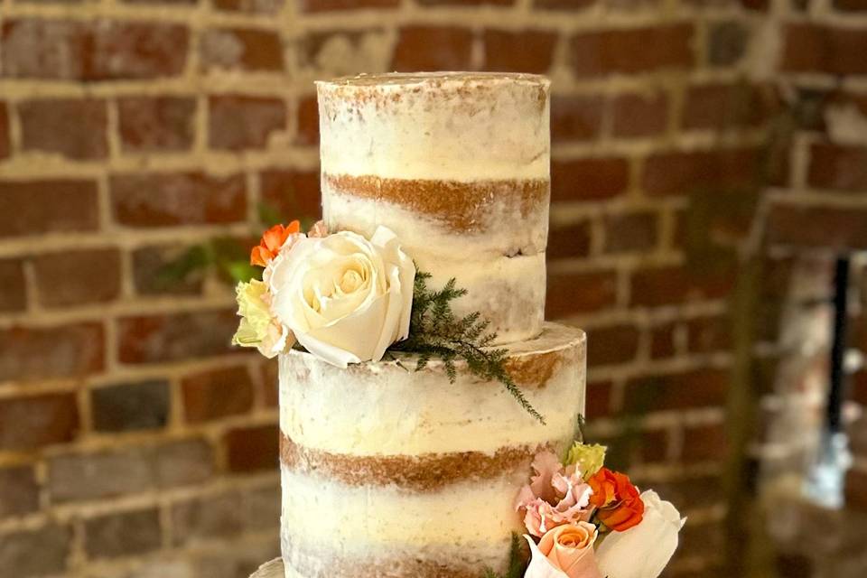 4 tier semi naked cake