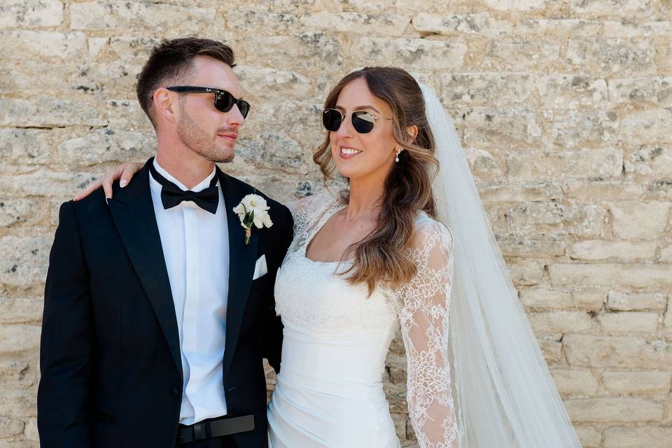 Just married in the sunshine.