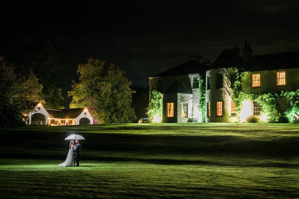 The venue at night