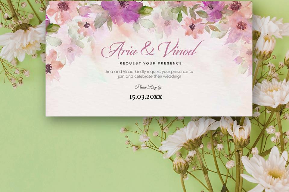 Floral wedding invitation