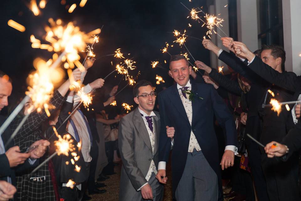 Sparklers on terrace