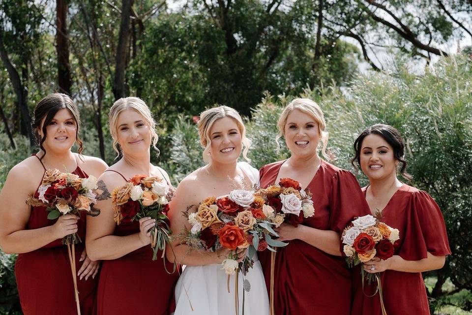 Bride and bridal party flowers