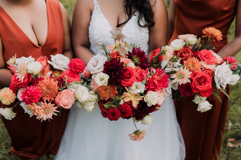 Bride and bridesmaids