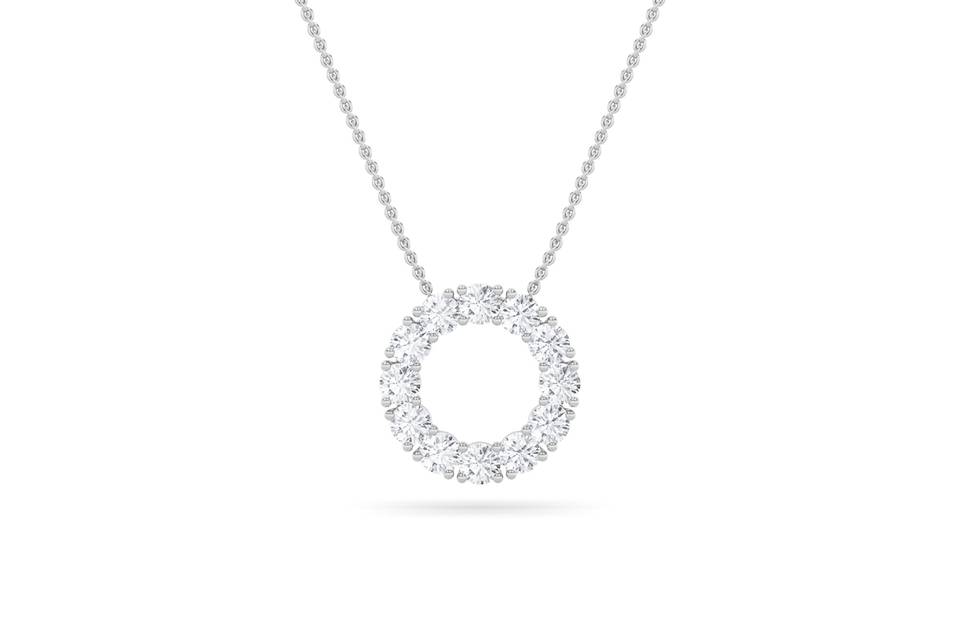Circle diamond pendant in white gold