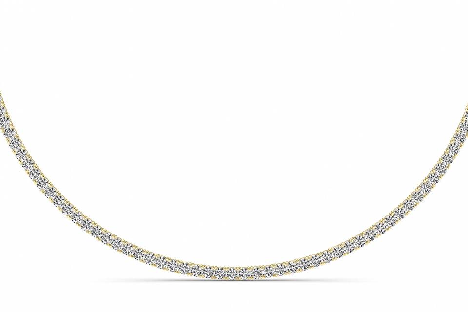 Classic diamond tennis necklace in yellow gold