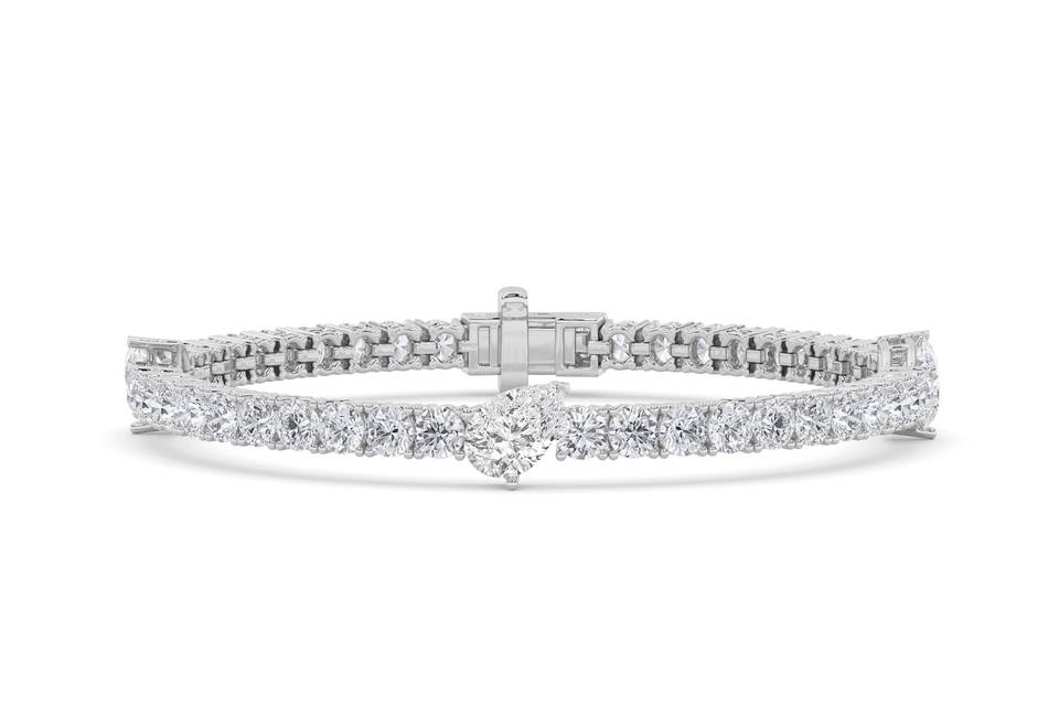 East-west diamond station bracelet in white gold