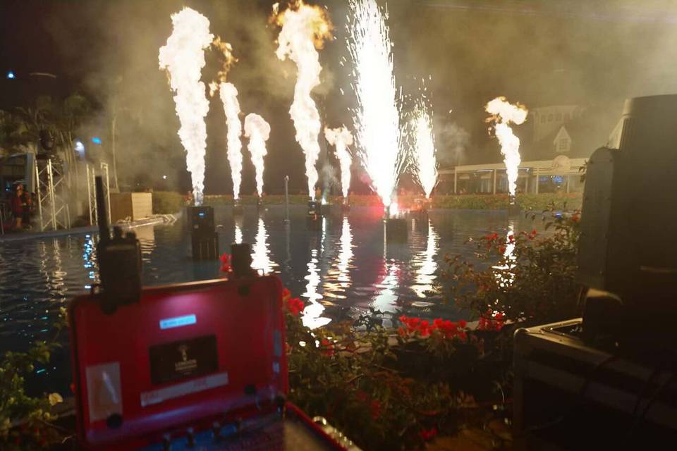 Wedding venue flames and spark