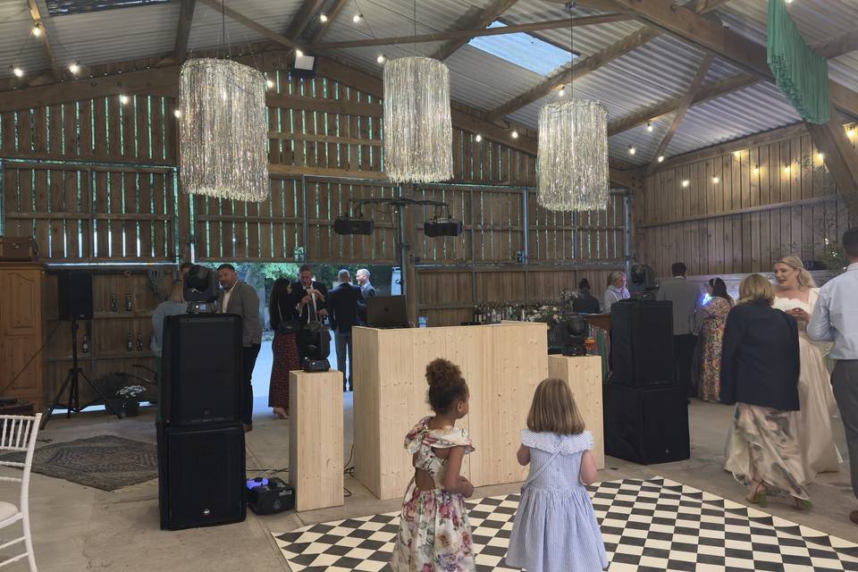 Rustic wooden booth in a barn