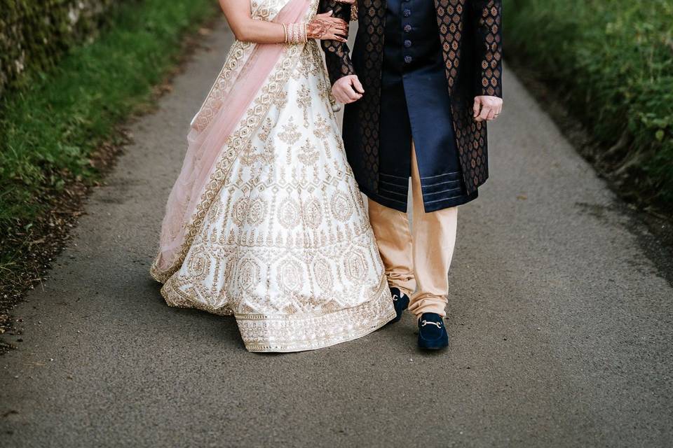 Bride groom walking