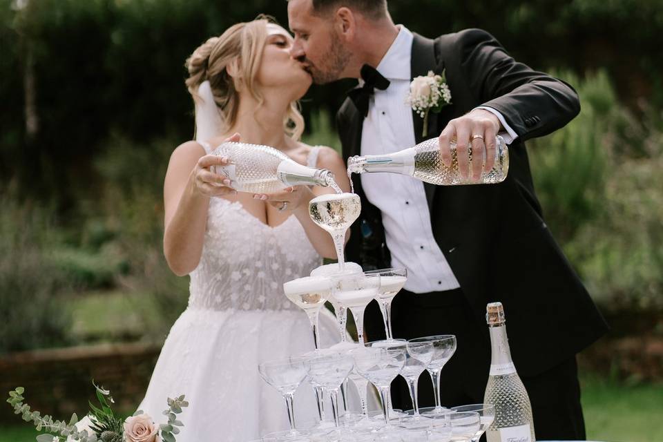 Bride Groom Champagne Tower