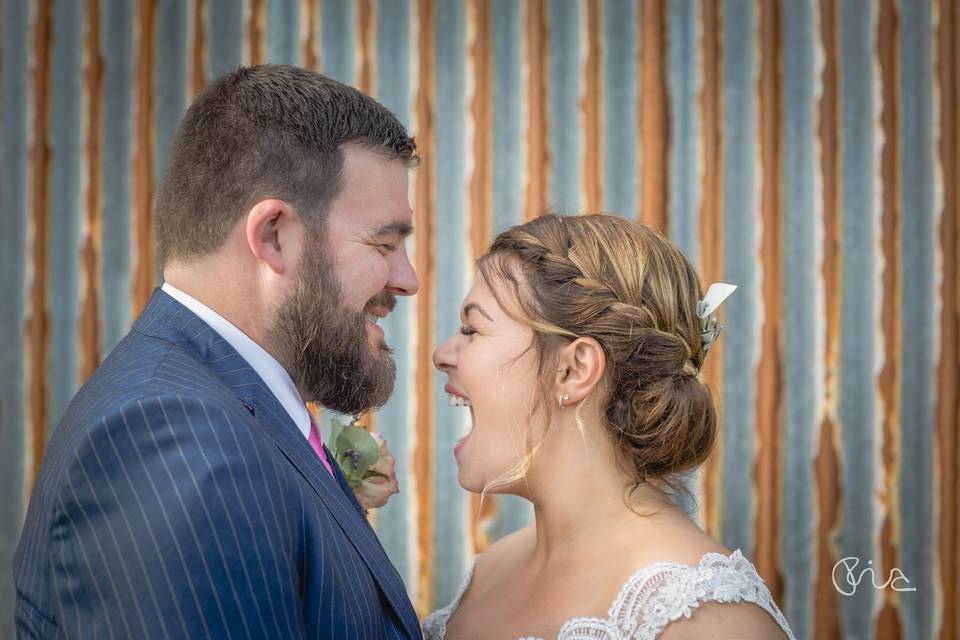 Fun bride and groom shot