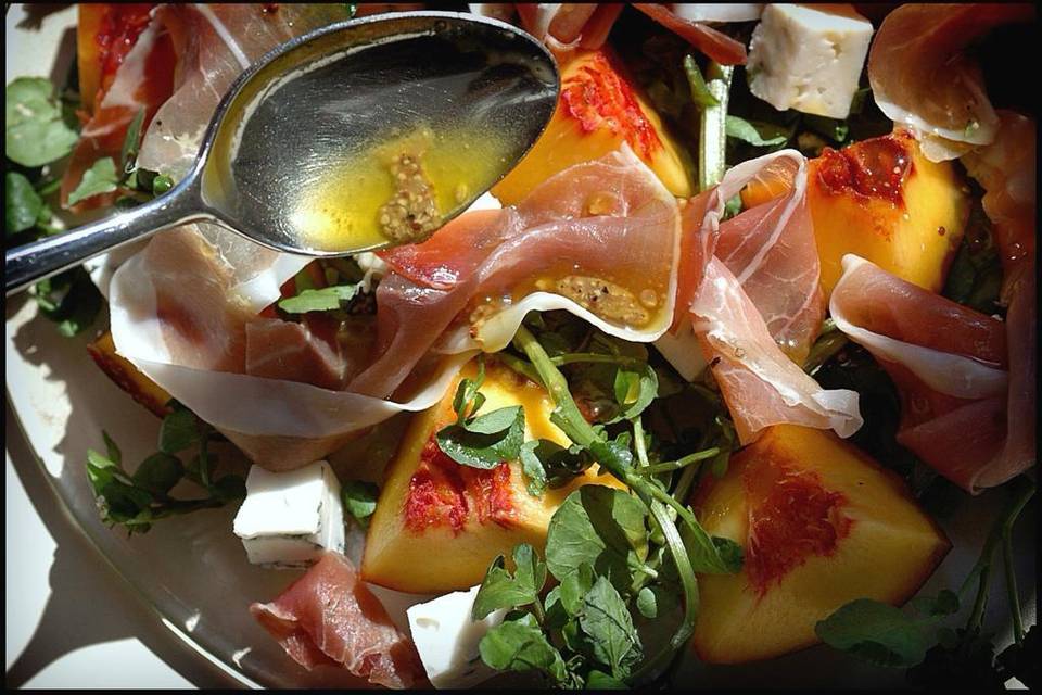 Parma ham and roast peach