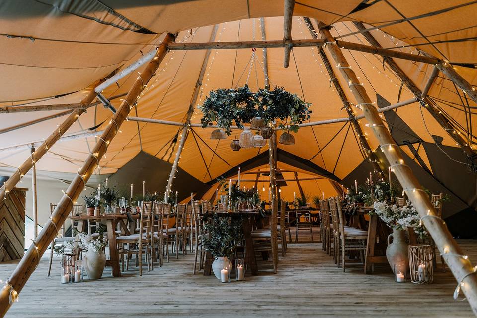 Inside our main tipis