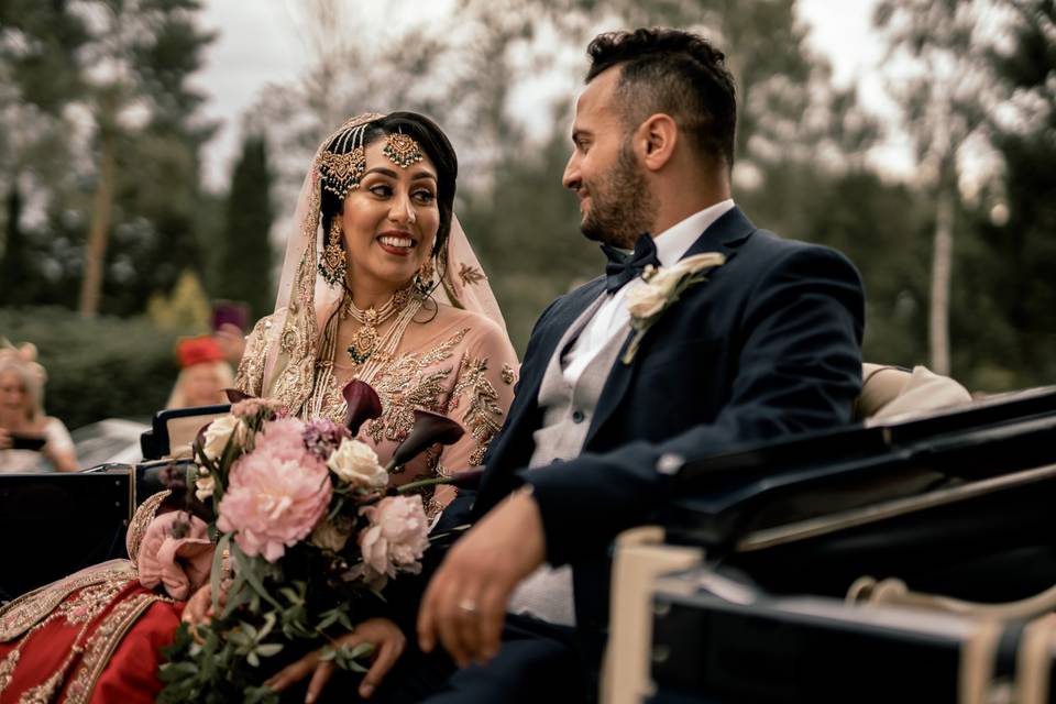 Couple in carriage