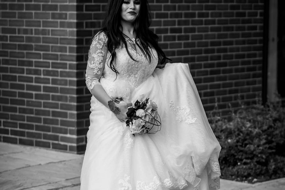 Bride walking