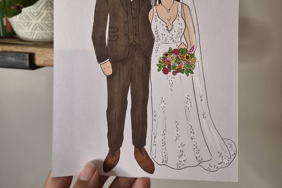 Bride and groom illustration