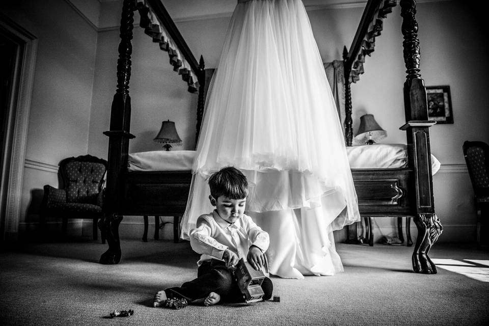 Wedding dress and son