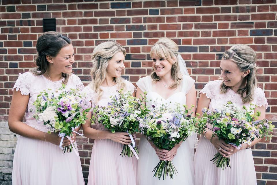 Bride and her bridesmaids