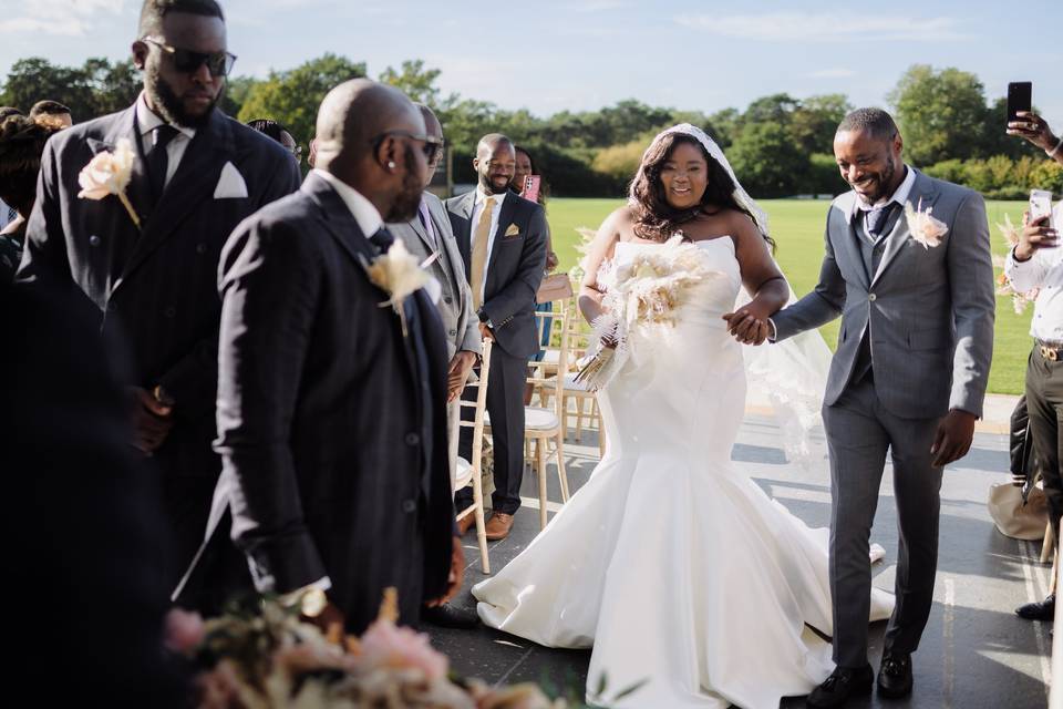 Bride walking down the isle