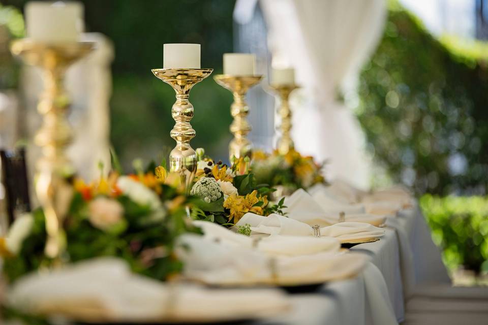 Candelabras laid out