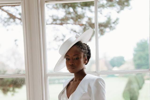 Satin sleek modern bridal suit