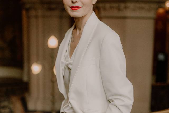 Tailored ivory bridal suit