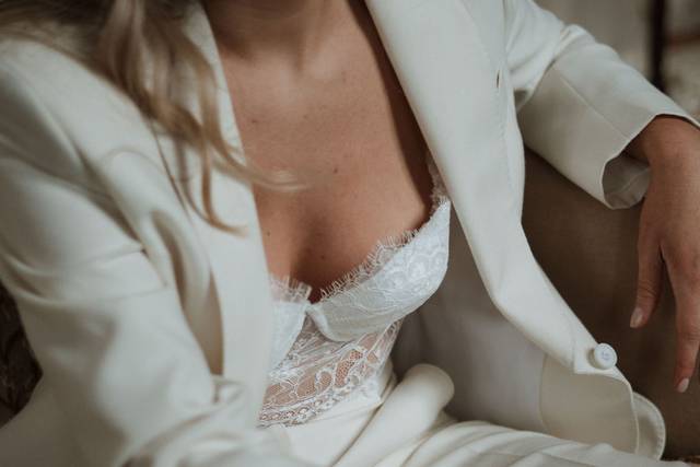 Bridal suit with lace corset