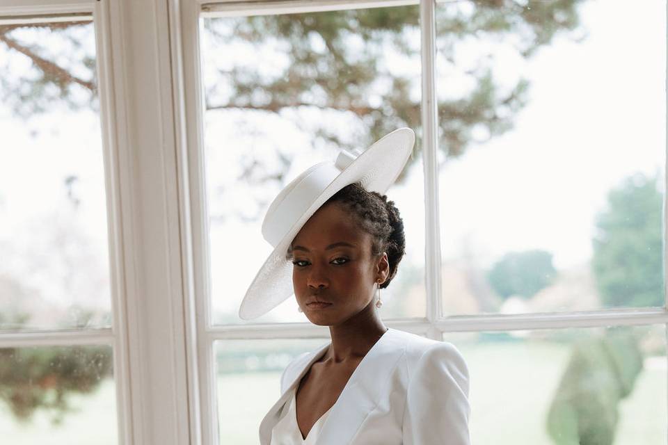 Satin sleek modern bridal suit