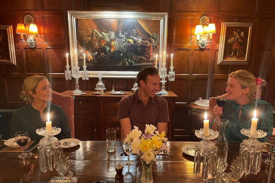Oak panelled dining room