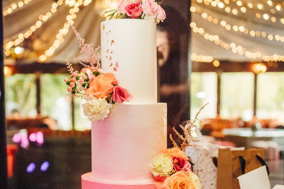 Pink ombre cake at Crazy Bear