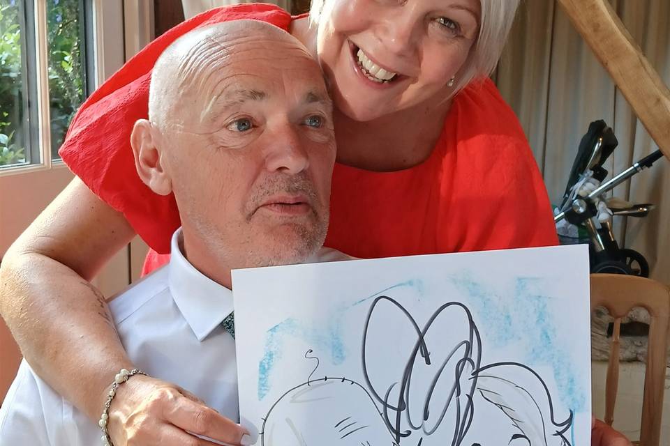 Caricatures drawn at the table