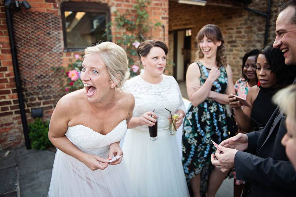 Bride's reaction to card magic