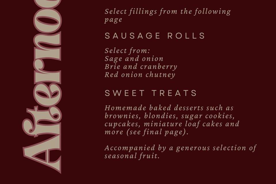 Afternoon Tea Menu (page 1)