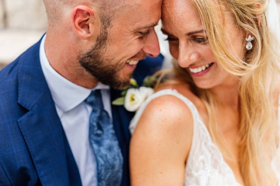 Close bride and groom portrait