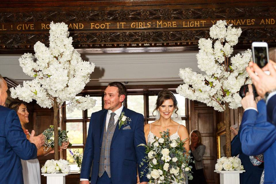 Bride and groom exiting